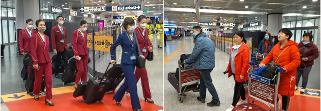 A Roma-Fiumicino l’ultimo volo in arrivo dalla provincia cinese di Wuhan dove si è scatenato il virus
