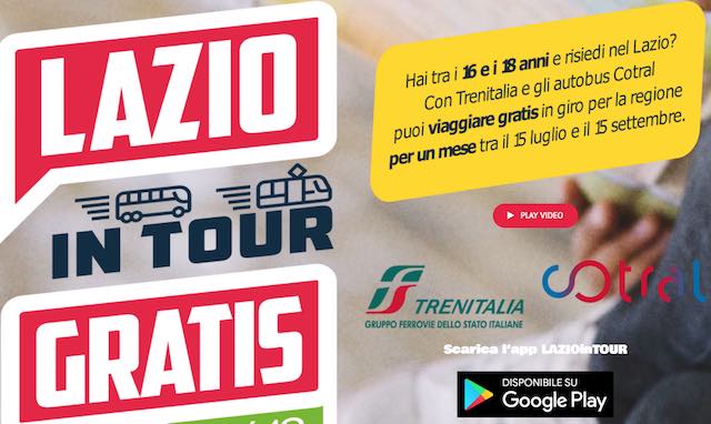 Un mese di viaggi gratis per i ragazzi del Lazio