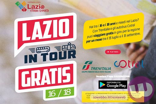 Regione Lazio: dal 1 agosto torna, per i giovani (16-18 anni) “Lazio in Tour”